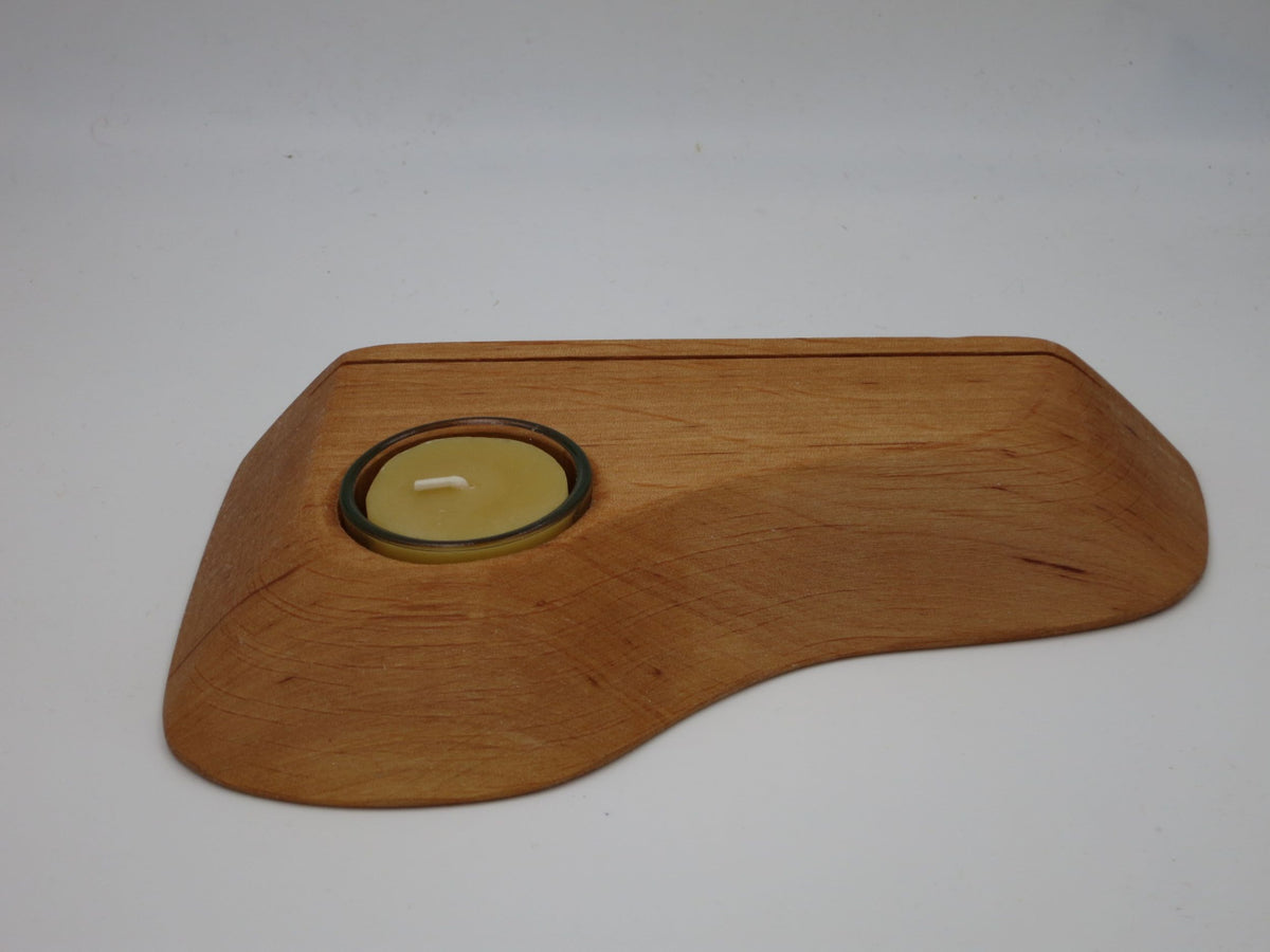 Postkartenhalter mit Kerze aus Holz – Waldorf Kartenhalter PKH1