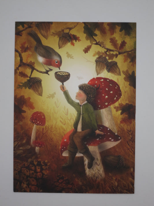 Rotkehlchen und Zwerg - Postkarte - Art. Nr. PKHE138