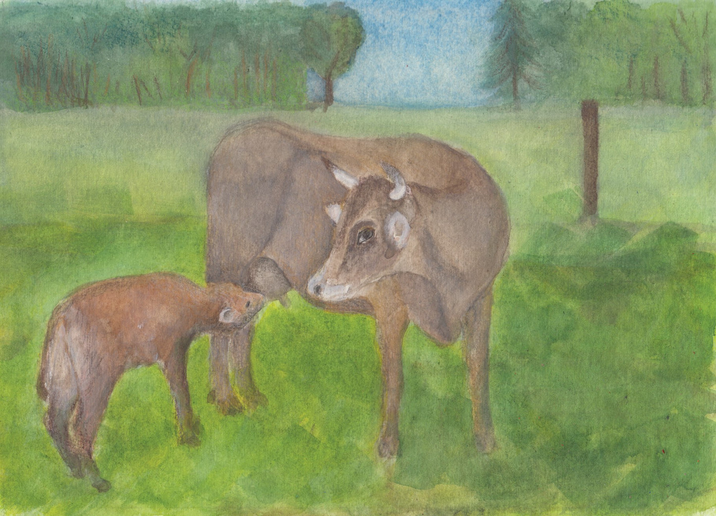Kuh mit Kälbchen - Postkarte Art.Nr.PKSO252
