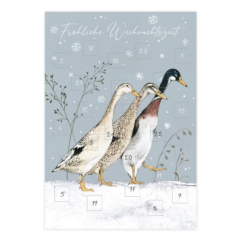 Adventskalenderkarte Enten mit Stockenten im Schnee von Sophia Drescher AK28