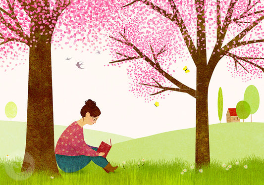 Mein Buch, ich und die Kirschblüten - Postkarte - Art.Nr.PKGR49
