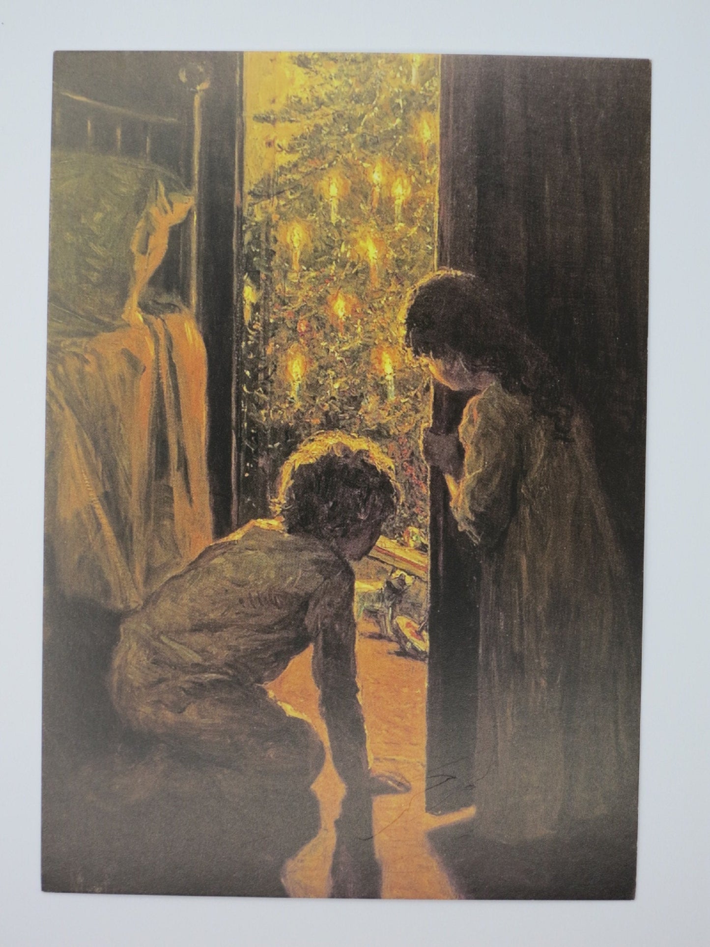 Kunstpostkarte Der Christbaum von Henry Moser – Kinder entdecken Weihnachtsbaum mit Kerzen, PKWI31
