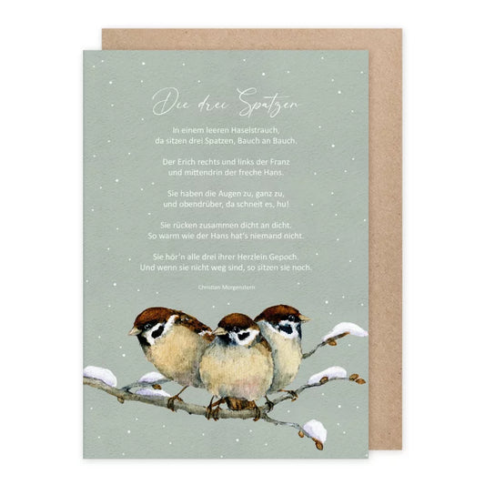 3 Spatzen - Weihnachskarte mit Umschlag  Art.Nr.PKWei77