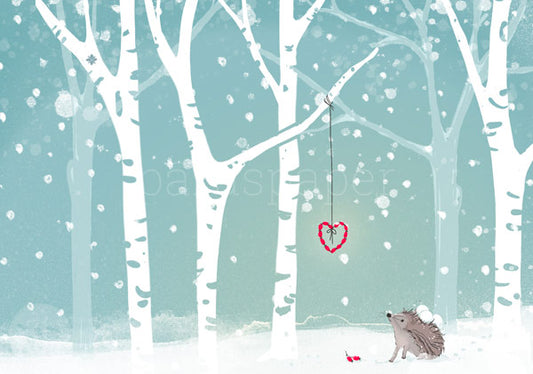Igelchen im Winterwald - Postkarte - Weihnachten Art.Nr PKWei58
