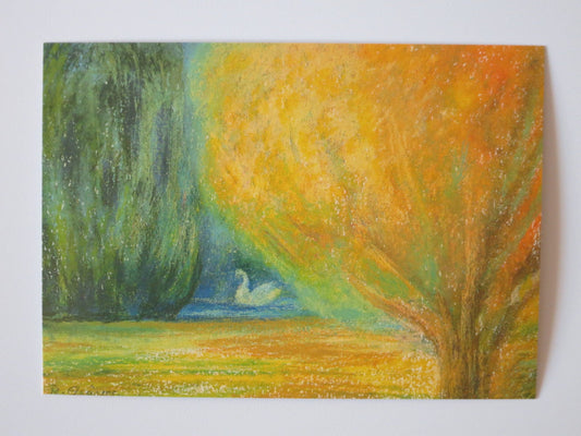 Schwan am See - Jahreszeitentisch - Postkarte Art.PKHE168