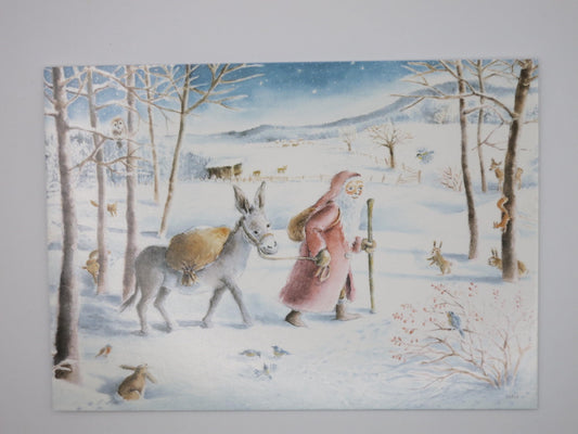 St.Nikolaus und der Esel - Postkarte - Waldorf  Art.Nr.PKWI114
