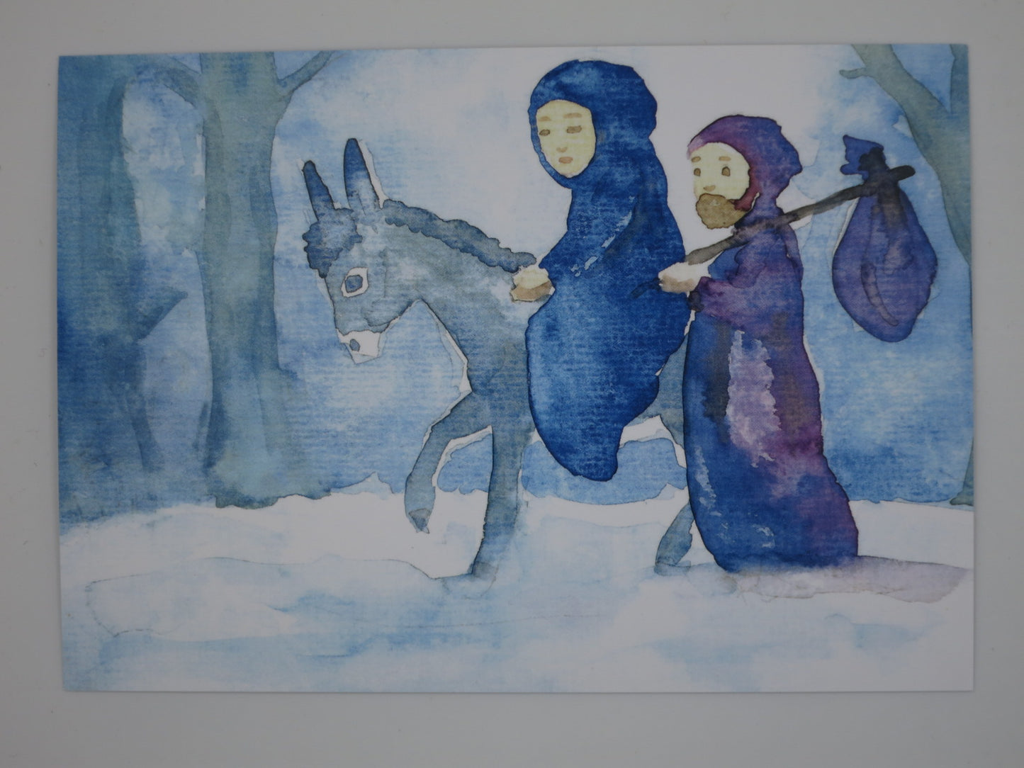 Postkarte Maria und Josef von Anna Hunold – Weg nach Bethlehem im Winter, PKWI227