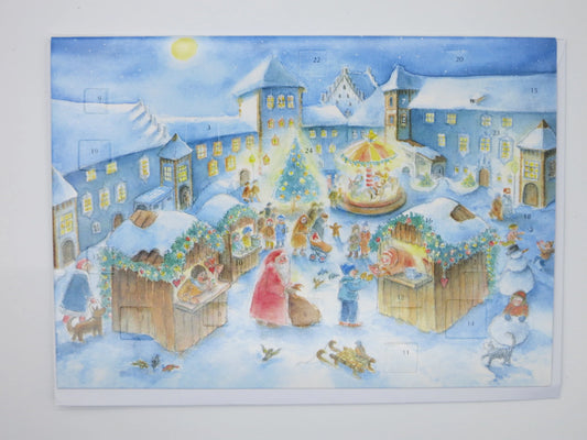 Große Adventskalender Karte - Weihnachtsmarkt - Große Karte mit Umschlag -Art.Nr.AK20