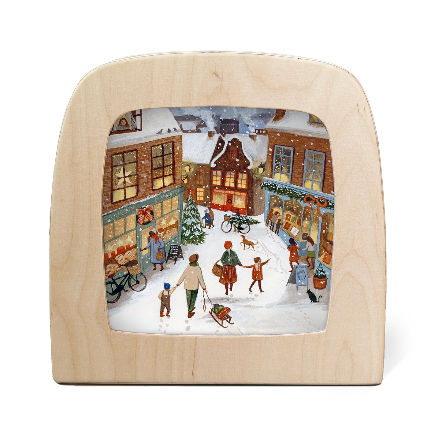 Merry Lane Toverlux Motiv MO173: Familie läuft in einer weihnachtlichen Stadt, Schnee, Robin Pieterse – für die Magische Lampe und das Kinderzimmer