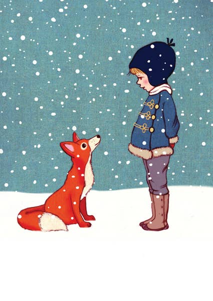 Postkarte Herr Fuchs, Kind mit Fuchs, illustriert von Belle & Boo