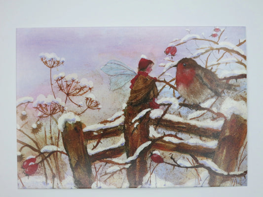 Elfe mit Rotkehlchen - Postkarte - Art.Nr.PKWI105