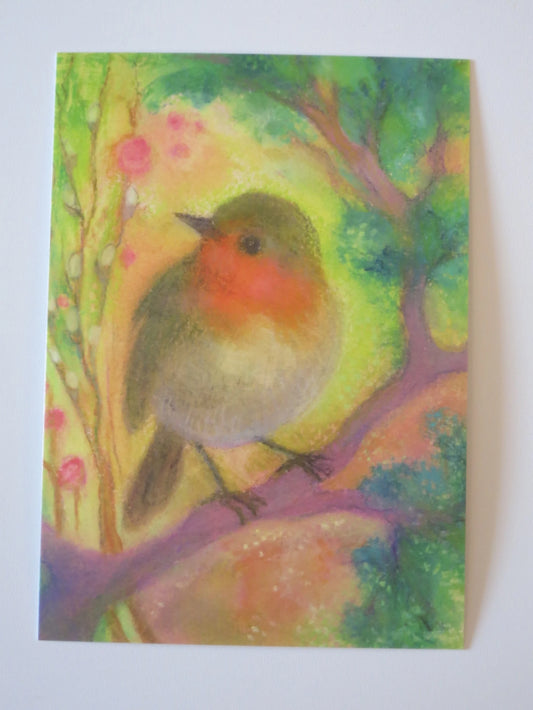 Rotkehlchen im Frühling - Postkarte Art.PKFR85