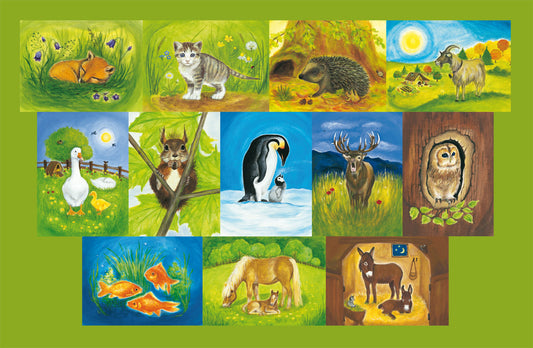 Postkartenset Tiere -  12 Postkarten Art.PKS16