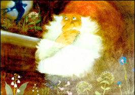 Wichtel-Postkarte Tomte im Lichtschein zur Wintersonnenwende, Harald Wiberg