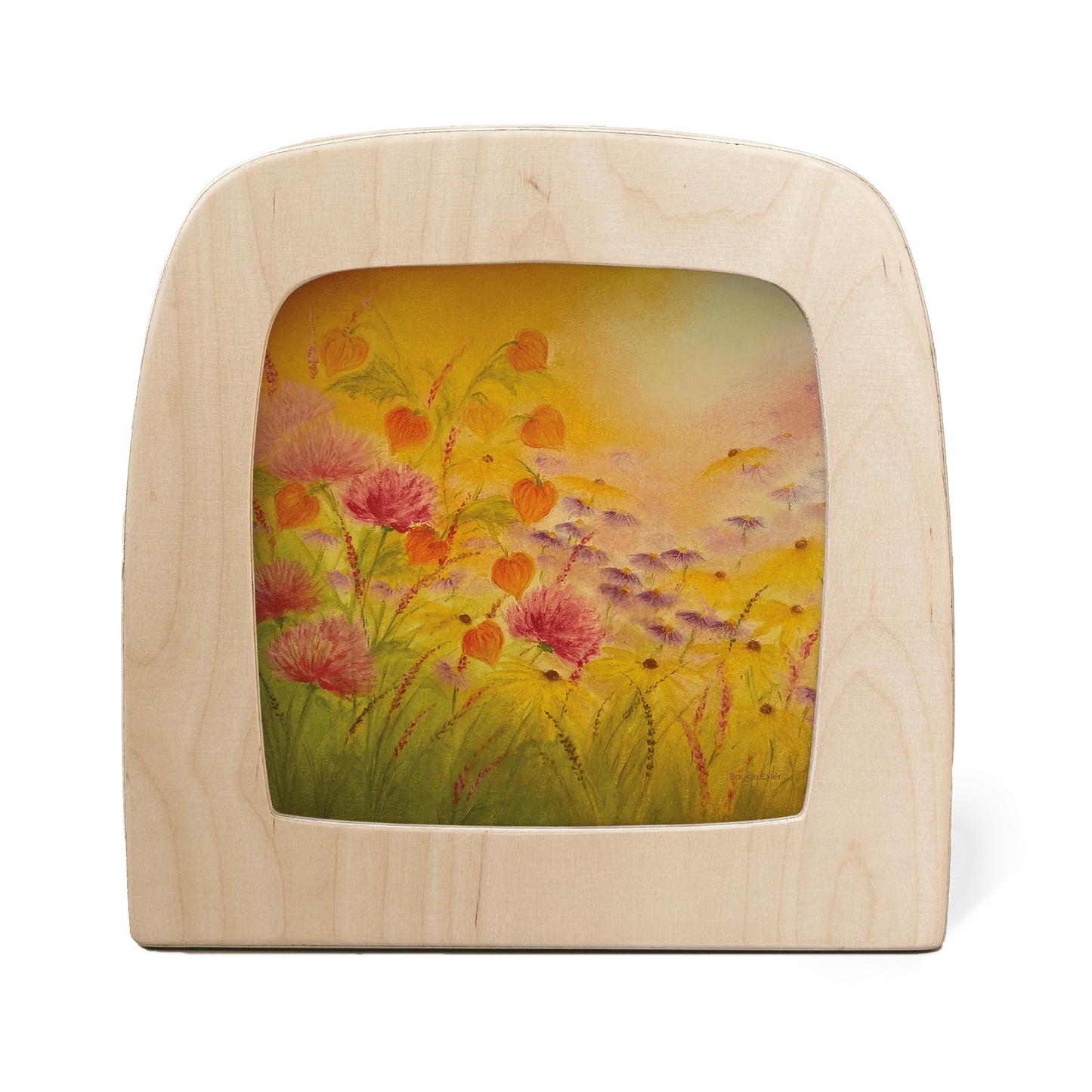 Toverlux Motiv Blumenwiese – Silhouette mit Lampionblumen und Astern in warmen Farben, Baukje Exler