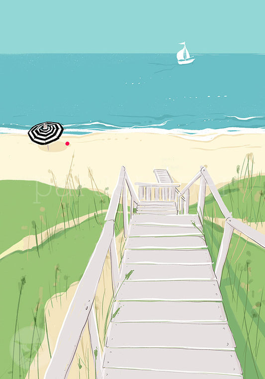 Holztreppe zum Meer - Postkarte - Art.Nr.PKGR80