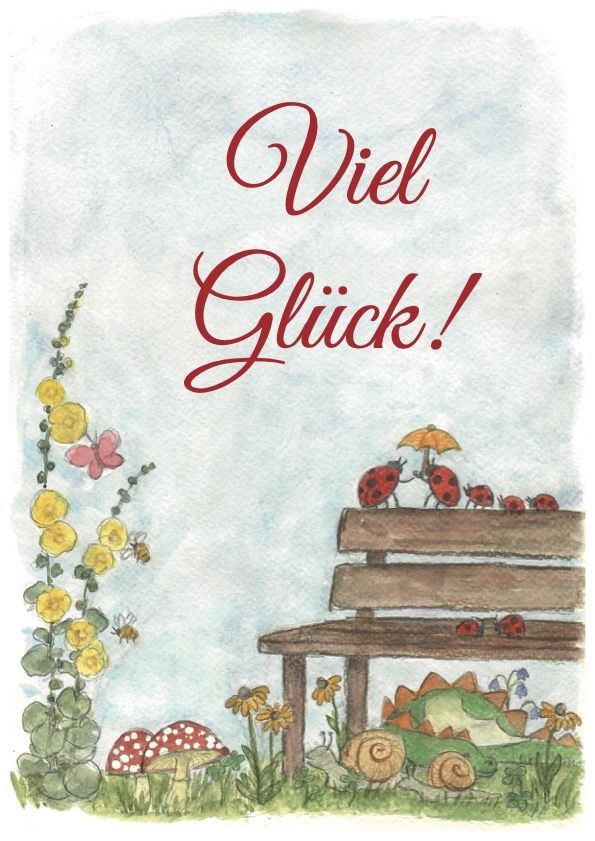 Postkarte Viel Glück mit Marienkäfer-Prozession – PKGR91