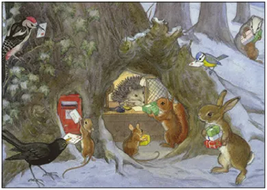 Postkarte Weihnachts Postamt von Molly Brett – Waldtiere liefern Weihnachtspost, PKWI295