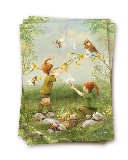 Vögel und Bienen - Postkarte von Iris Esther