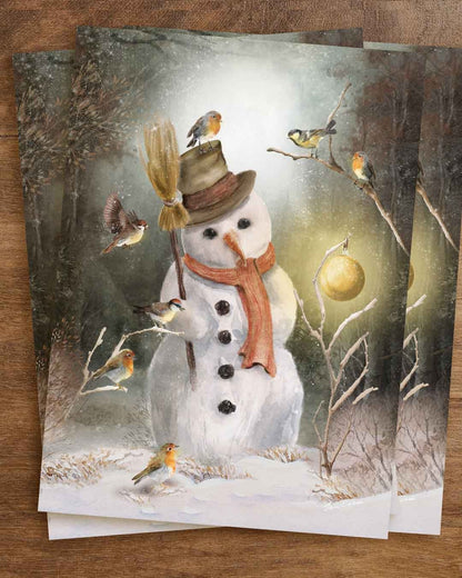 Verzauberter Schneemann - Postkarte von Iris Esther