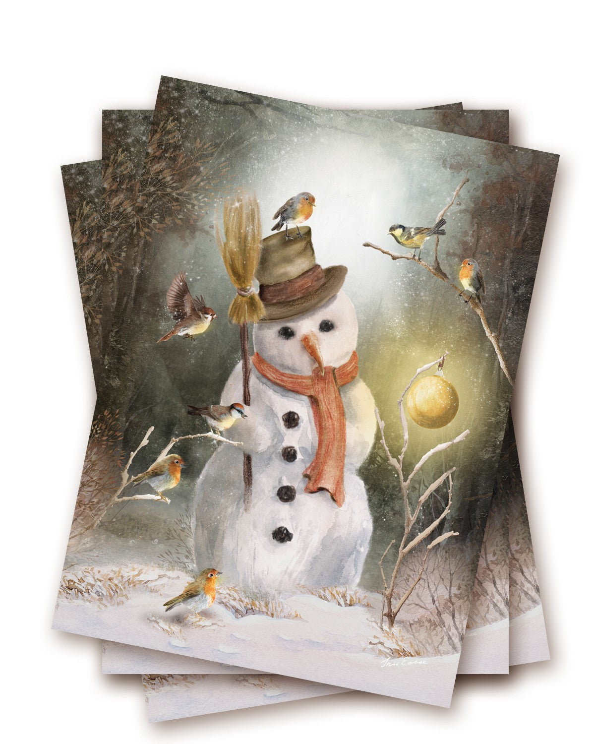 Verzauberter Schneemann - Postkarte von Iris Esther