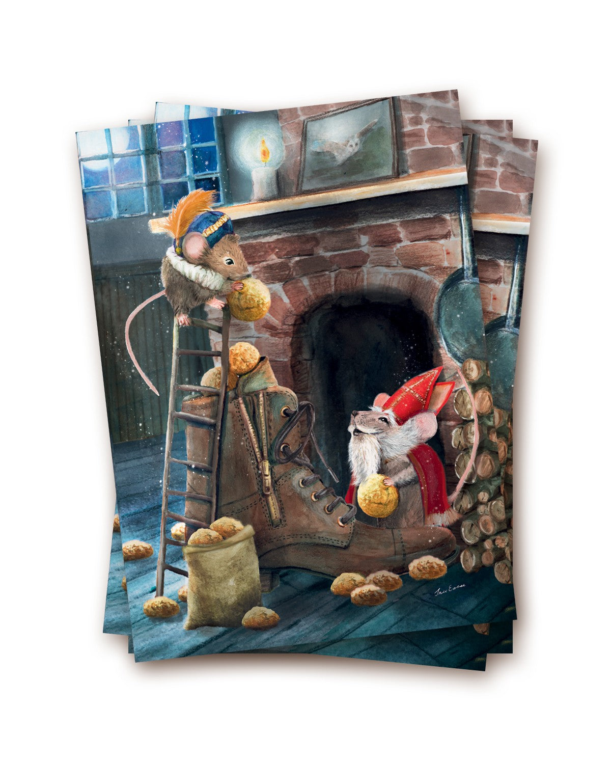 Santamaus - Postkarte von Iris Esther