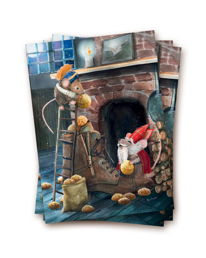 Santamaus - Postkarte von Iris Esther