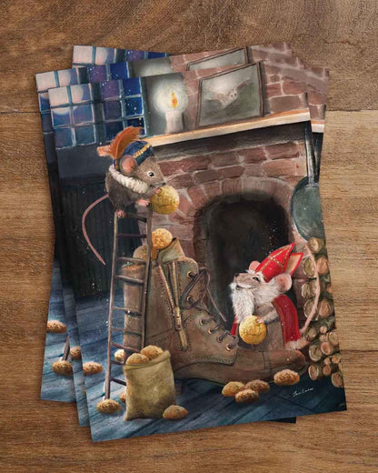 Santamaus - Postkarte von Iris Esther