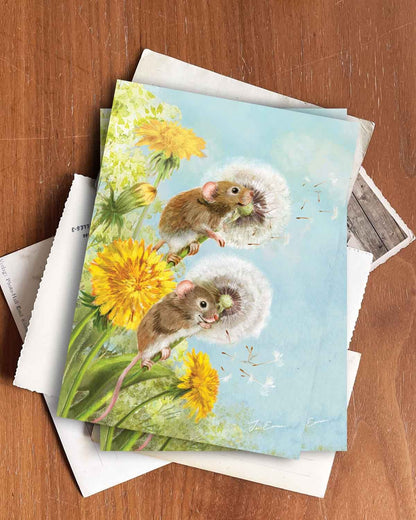 Spaß mit Löwenzahn - Postkarte von Iris Esther