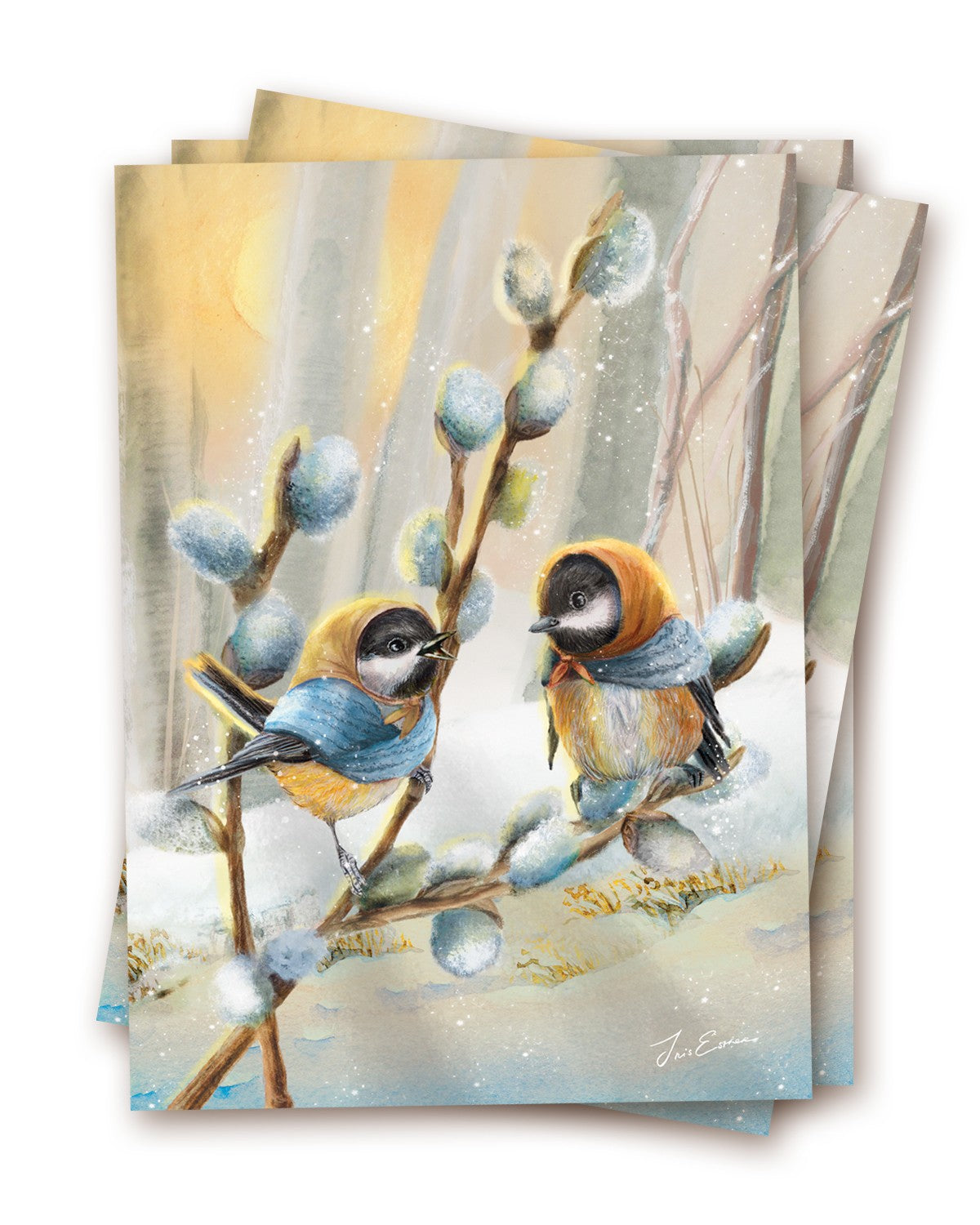 Chickadee Chats - Postkarte von Iris Esther