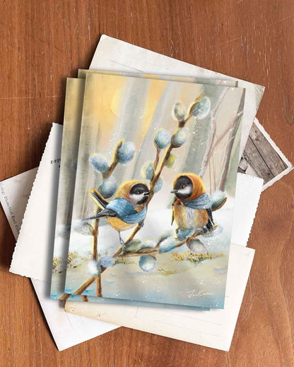 Chickadee Chats - Postkarte von Iris Esther