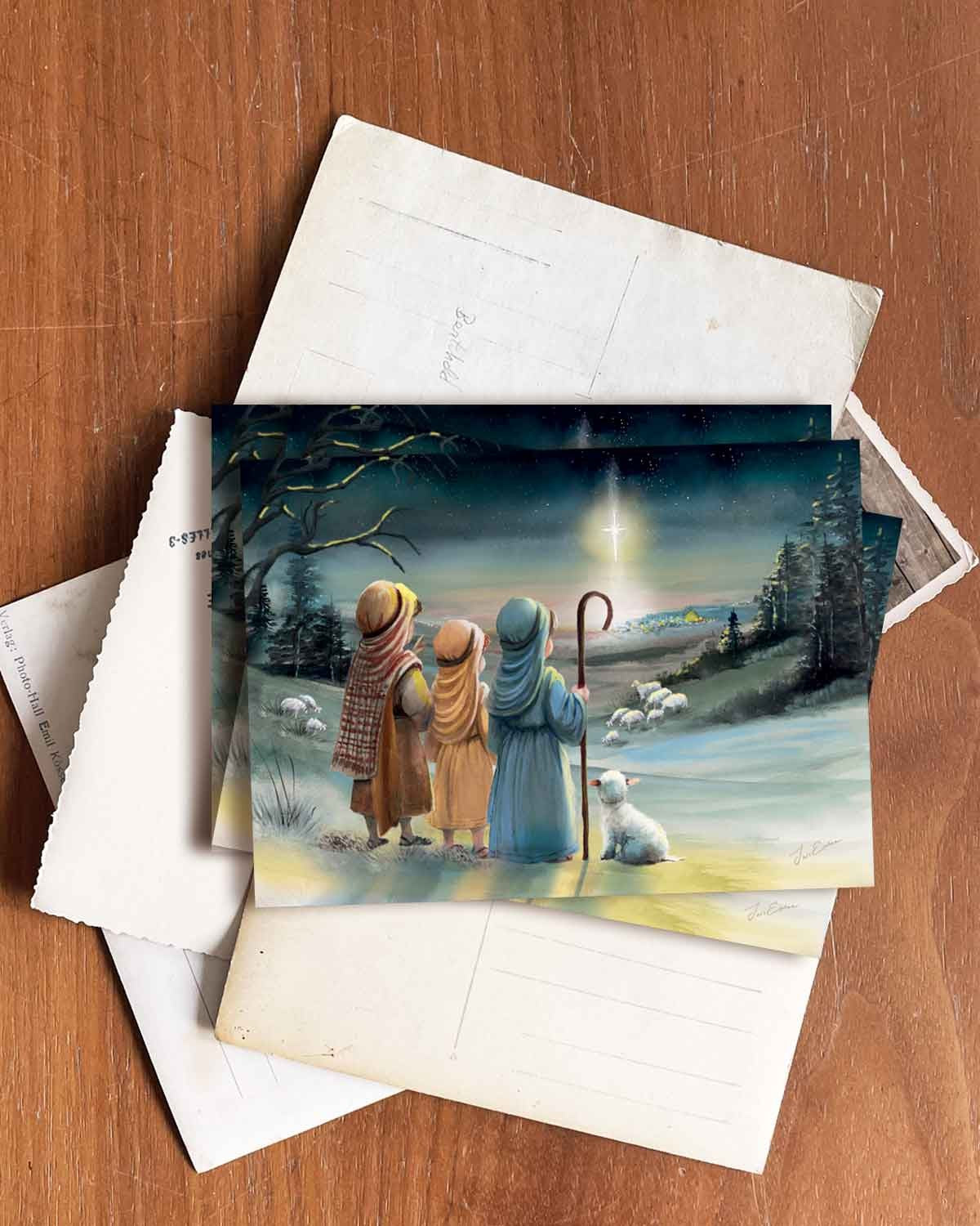 Kleine Hirten - Postkarte von Iris Esther