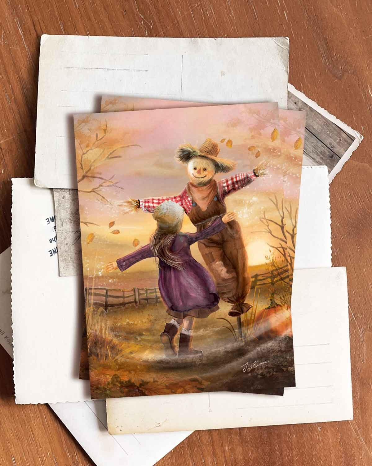 Tanzende Vogelscheuche - Postkarte von Iris Esther