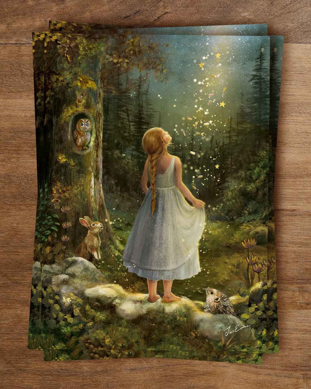 Die Sterntaler - Postkarte von Iris Esther