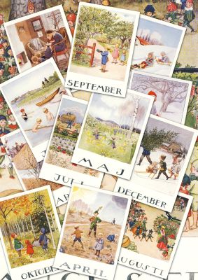Monatskarten Set Elsa Beskow - 12 Postkarten Art.PKS9
