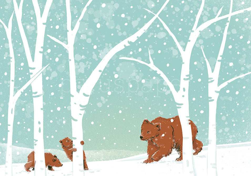 Braunbären im Winterwald - Postkarte - Art.Nr.PKWI203