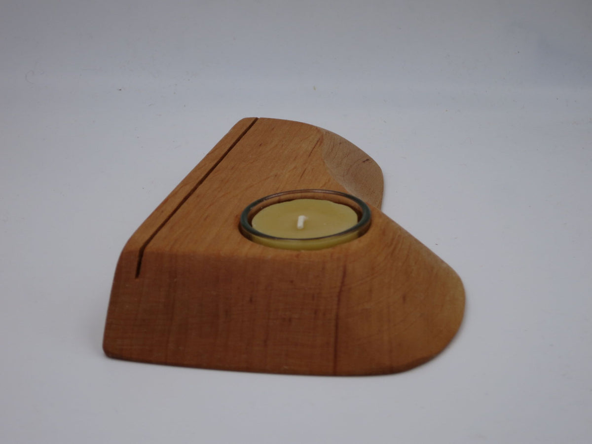 Postkartenhalter mit Kerze aus Holz – Waldorf Kartenhalter PKH1