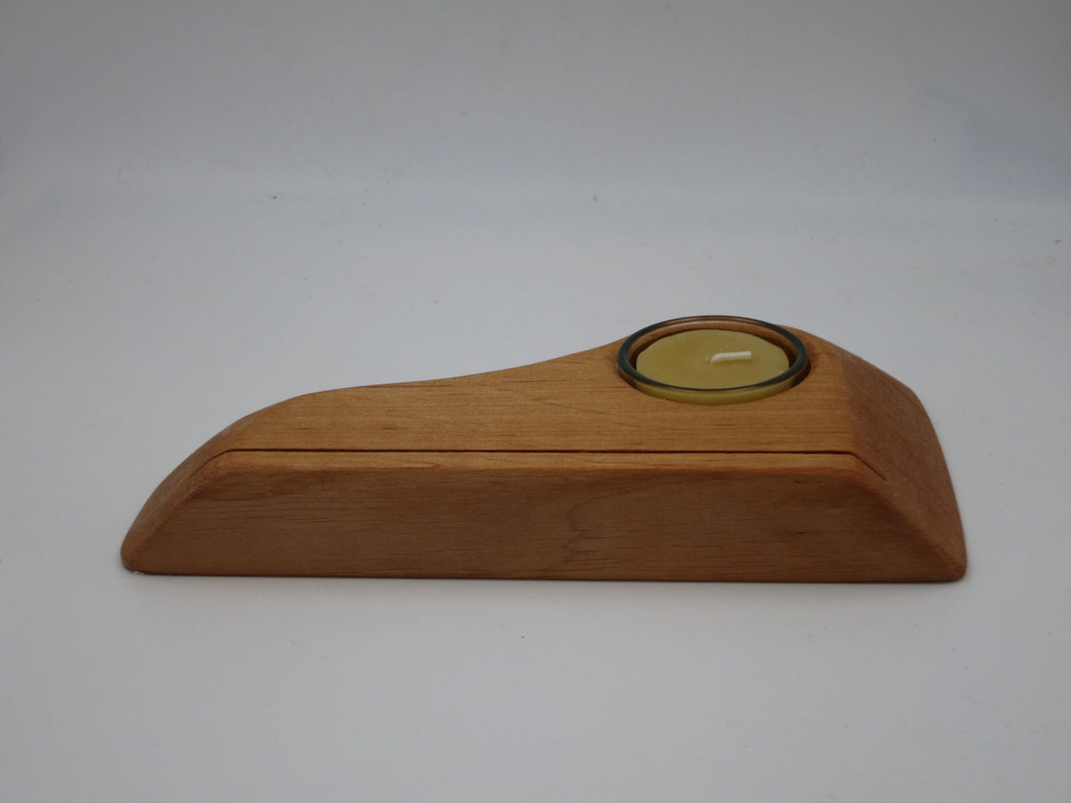 Postkartenhalter mit Kerze aus Holz – Waldorf Kartenhalter PKH1