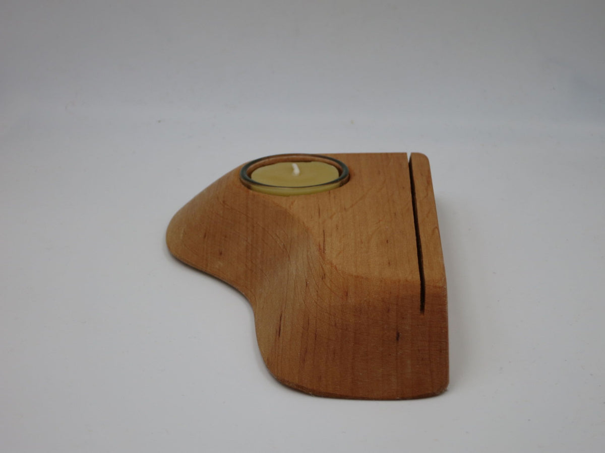 Postkartenhalter mit Kerze aus Holz – Waldorf Kartenhalter PKH1