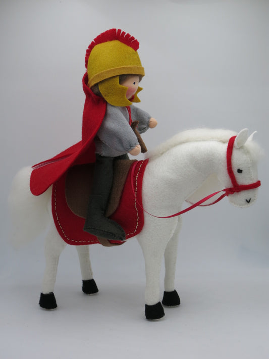 Sankt Martin mit Pferd - handgefertigtes Bumenkind - Art. HE66