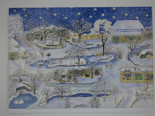 Große Adventskalender Karte - Weihnachten im Zoo - Große Karte mit Umschlag -Art.Nr.AK35