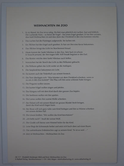 Große Adventskalender Karte - Weihnachten im Zoo - Große Karte mit Umschlag -Art.Nr.AK35
