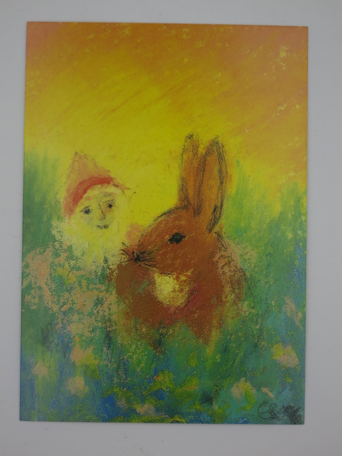 Zwerg mit Feldhase - Postkarte - Waldorf - Art.Nr.PKFR166