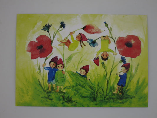 Wichtel auf der Blumenwiese - Postkarte Art.Nr.PKSO214