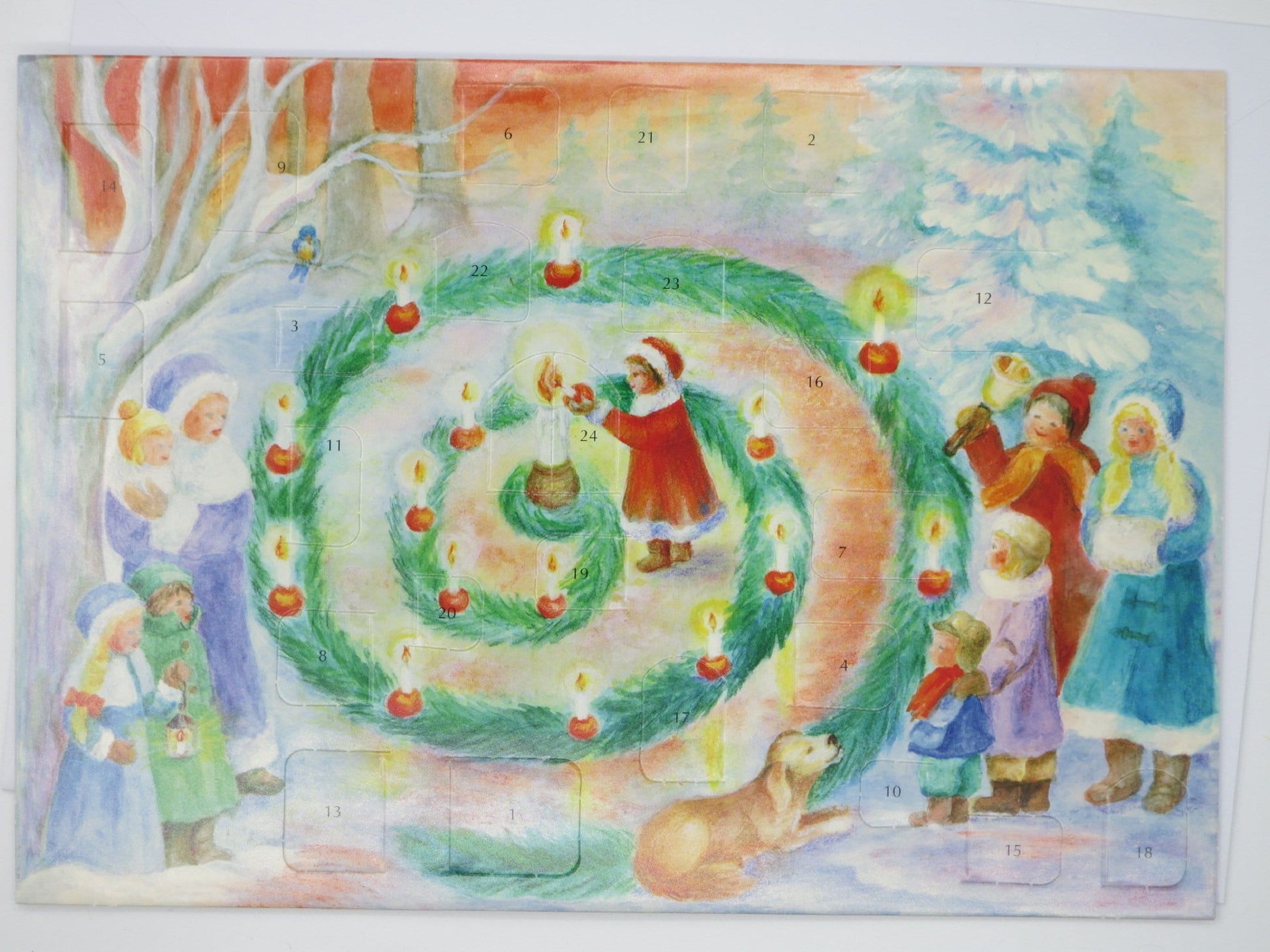 Adventskalenderkarte Adventsgärtlein mit Adventsspirale von Dorothea Schmidt AK23