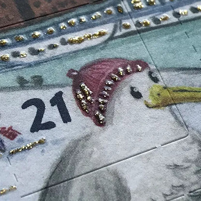 Detailaufnahme Goldglitzer Adventskalenderkarte Hamburg AK37
