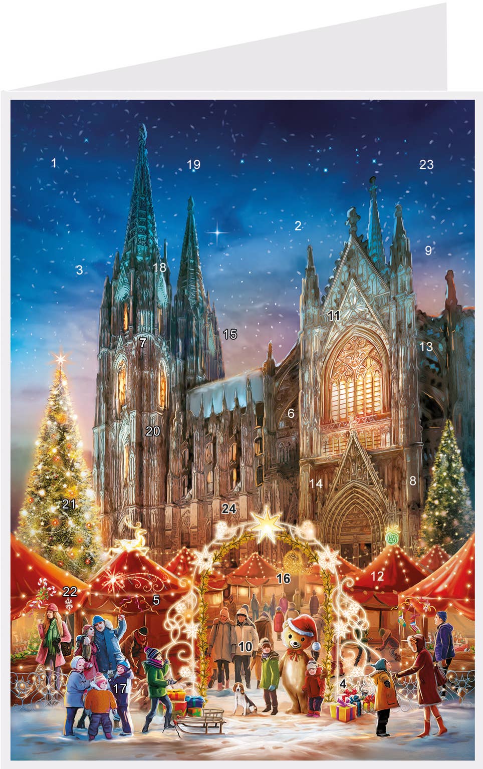Adventskalenderkarte Kölner Dom mit Weihnachtemarkt- Richard Sellmer Verlag- K61