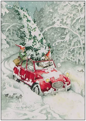 Frauen mit Weihnachtsbaum - Postkarte - Art.Nr PKWei103
