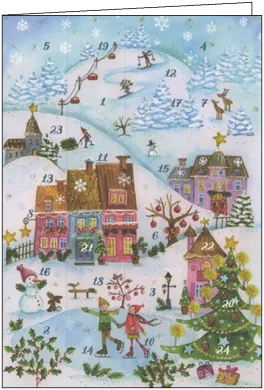 Adventskalenderkarte Winterlandschaft mit Bergen - Art.Nr AK49
