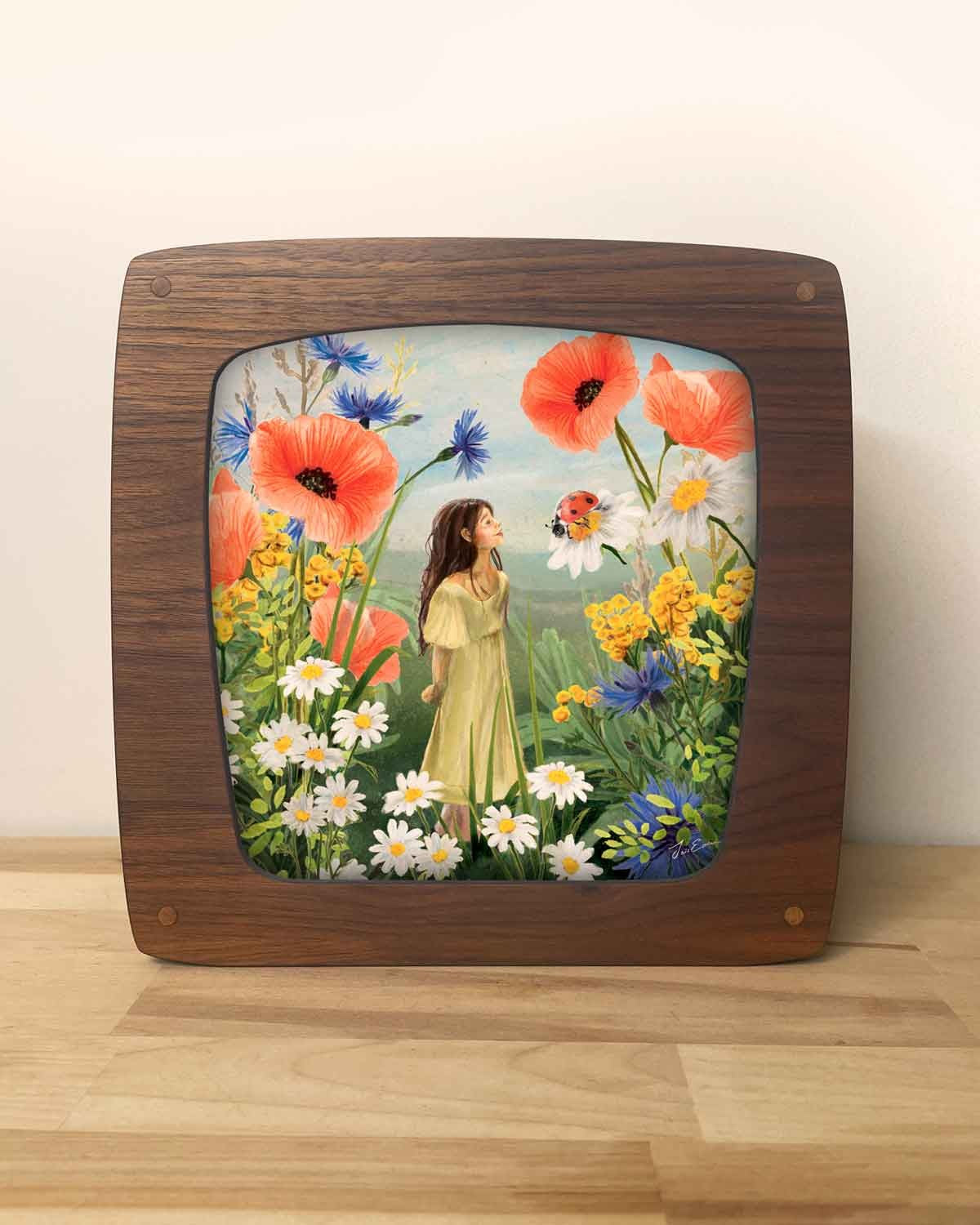 Bewunderung Toverlux MO162: Mädchen in einer Sommerwiese mit Mohn und Margeriten - Für die Magische Lampe